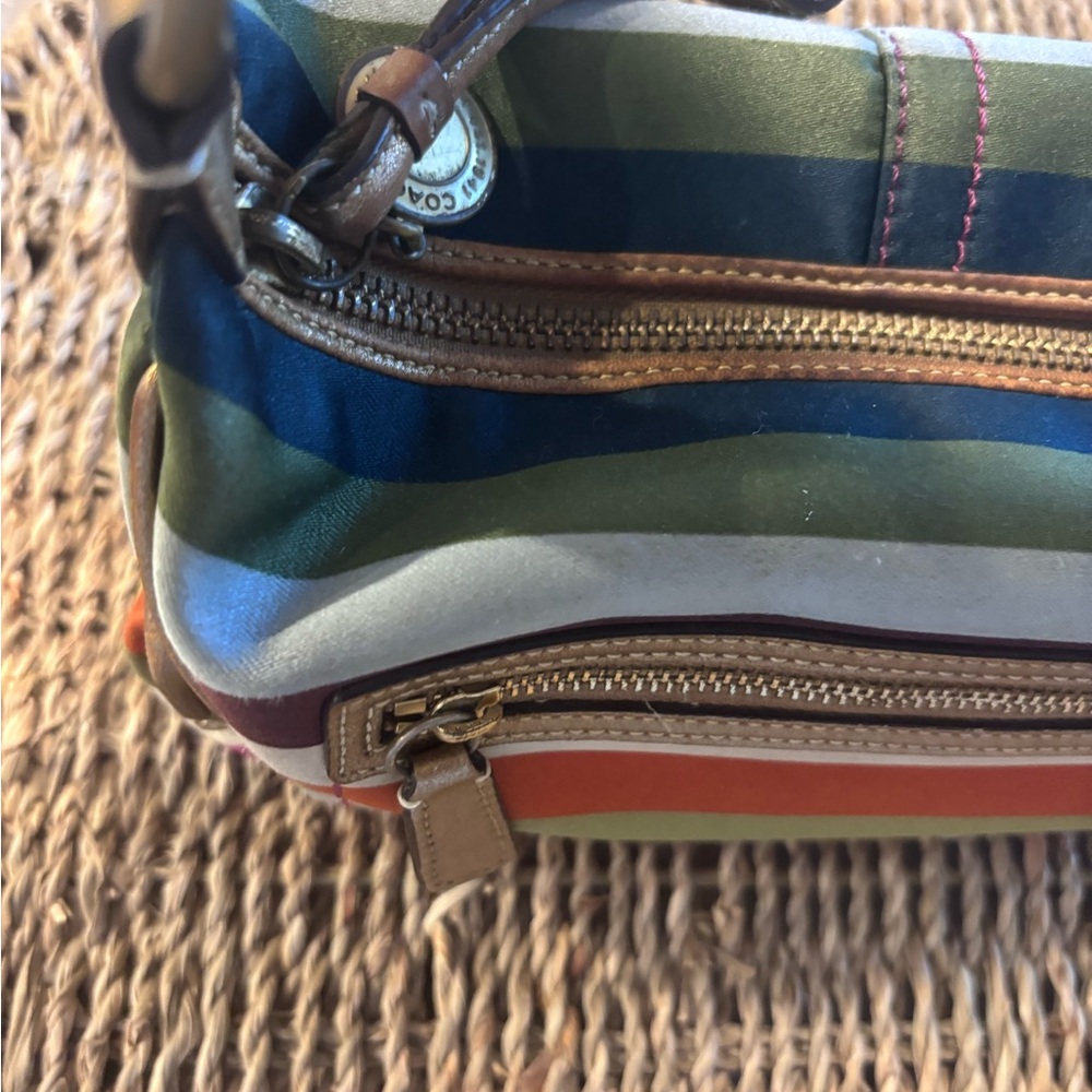 COACH LEGACY STRIPED DOUBLE HEADER KISSLOCK RAINBOW POUCH MINI SHOULDER BAG - Picture 7 of 14